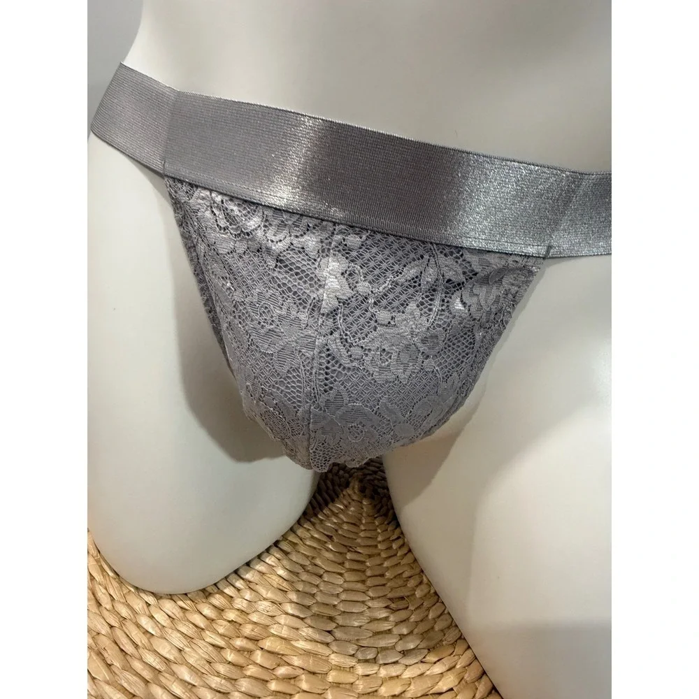 Cosabella Never Say Never Gray Lace Jock‎ Strap Premium Underwear L